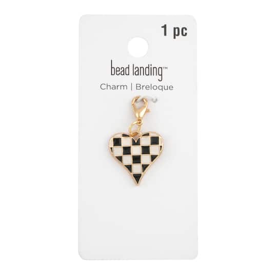 Black & White Checker Heart Charm by Bead Landing™